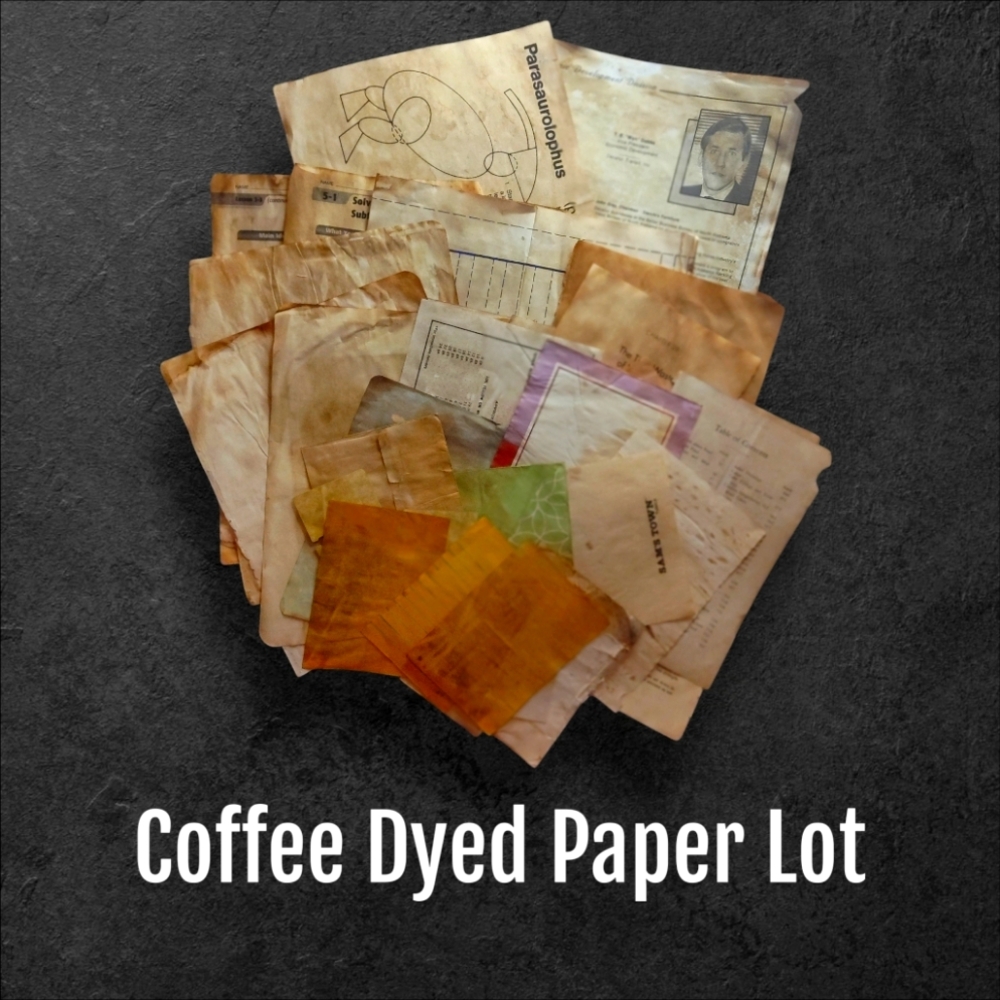30+ Pieces of Coffee Dyed Paper for Junk Journaling